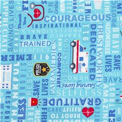 Tissu mots anglais sur le thme des soins de sant pompiers Tissu par Timeless Treasures