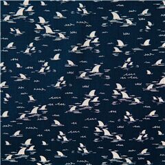 Marineblauer Baumwollstoff, weie Haifischflossen-Meereskreaturen im Jaws-Stil von Timeless Treasure Stoff von Timeless Treasures