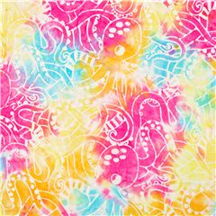 tessuto polpi arcobaleno sarong stile batik cotone tie dye pacifico Tessuto di Michael Miller