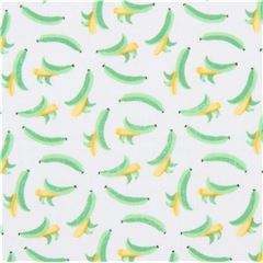 Tissu cru avec des bananes vertes et jaunes (coupon)