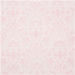 Rosa und weier Baumwollstoff flacher Blumenbrokat-Stil Motiv Stoff von Michael Miller