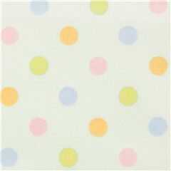 Tissu en coton japonais bleu ple lamin  pois jaunes roses violets bleus coupon (coupon)