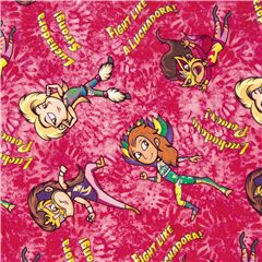 Tissu coton tie-dye rose fille luchador bande dessine officielle Tissu par Michael Miller