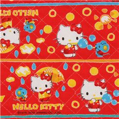 Tissu de courtepointe avec rembourrage rouge avec Hello Kitty et une souris Tissu par Sanrio