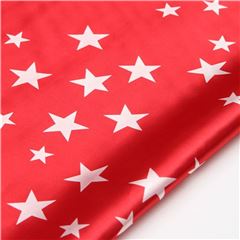Roter Satin mit weien Sternen Stoff von Kokka