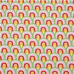 Tissu demi-cercles simples arc-en-ciel rayures vert rouge rose jaune Tissu par Dear Stella
