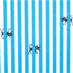 Tissu Oxford avec des petits chats et des rayures bleues, import du Japon Tissu par Japanese Indie
