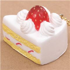 small piece of white cake with cream strawberry squishy Cafe de N
