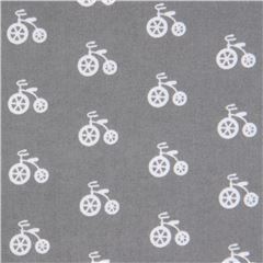 tessuto grigio biciclette bianche flanella Cozy Cotton Tessuto di Robert Kaufman