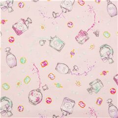 Tissu japonais en coton rose flacons de parfum claboussants pierres prcieuses Tissu par Cosmo