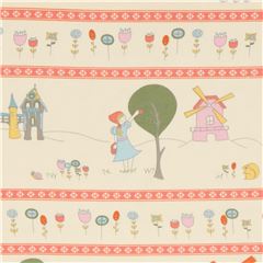 Tissu en popeline bio birch avec des bandes et des animaux Tissu par Birch Fabrics