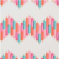 Tela blanca con zig-zag de lpices de colores Tela de Art Gallery Fabrics