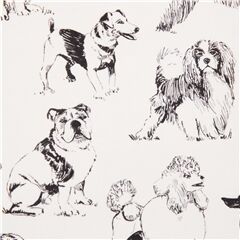 weier Hundestoff mit Pudel Golden Retriever Stoff von Timeless Treasures