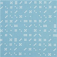 weie Dominopunkte auf blauem Baumwollstoff Stoff von Robert Kaufman