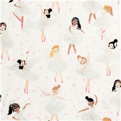 weier Stoff mit Glitzerballerina Stoff von Dear Stella