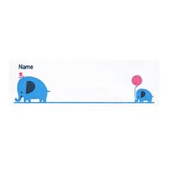Weies Rechteck ser Elefant Hut Bgelbild Namensetikett 4 Stck von Japanese Indie