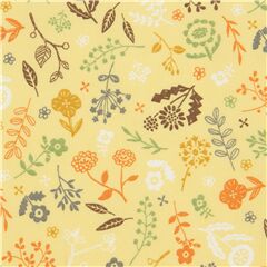 Natural Doodle Tumbling Small Flower Leaves Fabric by Cosmo