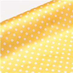 White Yellow Polka Dots Polyester Satin Fabric by Kokka