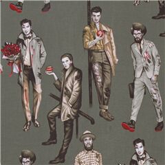 Muscles Et Cerveau Beaux Zombies Pin-Up Hommes Tissu par Alexander Henry