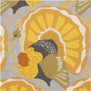 Tissu gris sur le thème de Thanksgiving avec des dindes