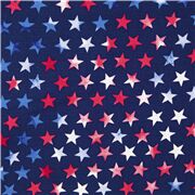 Blauer Baumwollstoff weiße rote Sterne USA