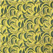 Toile à drap jaune chartreuse à fleurs avec des muguets verts