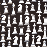 Tissu noir avec pièces d'échecs USA en coton