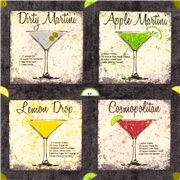 Cocktailstoff Martini Rezept Quadrate Getränk Getränk USA Baumwolle