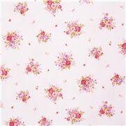 Tissu Oxford violet avec des fleurs multicolores formant des bouquets