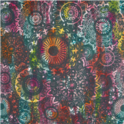 Bunter runder Mandala-Stoff aus Baumwolle mit meditativem Muster indigo