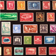 Tissu en coton noir avec des timbres colorés USA