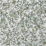Baumwolle Elasthan Strickstoff weiße grüne Blume
