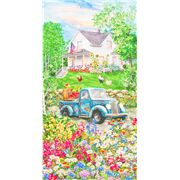 Tela casa de campo vieja camioneta azul panel