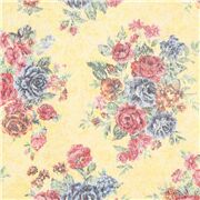 Creme beige Oxford Wachstuch mit Vintage Rosenblumen Druck
