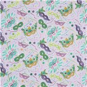 tessuto viola verde giallo Mardi Gras maschere Ritagli