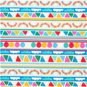 Dino Mix Stripe bunte Dreiecke Wolken Regenbogen Baumwollstoff