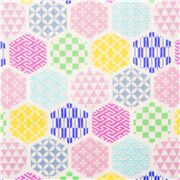 Tela tramada dobby hexágono tonos pastel multicolor estampado tradicional Japón