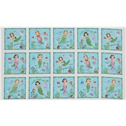 Tissu à panneaux avec des sirènes multicolores
