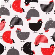 tessuto bianco galline in maglina liscia extra large rosso grigio nero
