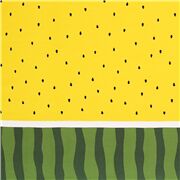 Tissu Oxford jaune à double bordure série aliments motif de pastèque