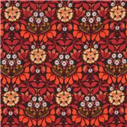 Tissu en coton Tana Lawn marron avec des fleurs damassées