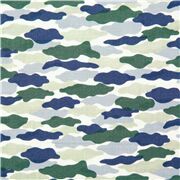 Baumwollstoff Camouflage blau grün Campingmuster
