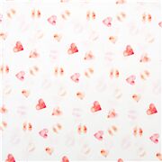 Tela Love blanca mini corazón rojo beso rosa
