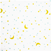 Tela de punto suave con lunas y estrellas ancho extra