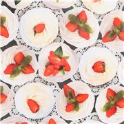 Tissu Oxford laminé avec des fruits, des desserts, des fraises rouges à la crème
