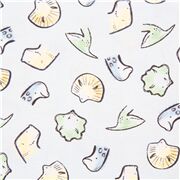 Tissu en coton bleu pâle avec des têtes de dinosaures