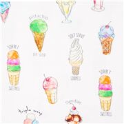 QT Fabrics tela de helados con copa sorbete postres de colores sobre blanco