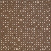 Tissu en coton marron avec des dominos et des pois blancs