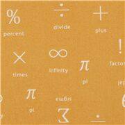 tela amarillo mostaza con signos matemáticos
