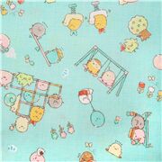 Toile à drap en coton bleue avec les Sumikkogurashi à l'aire de jeux Japon